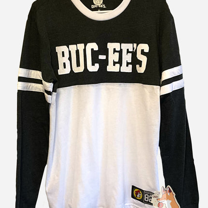 Buc-ee's Black And White Varsity Long Sleeve Shirt