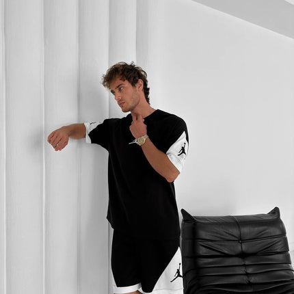 Black & White Jordan-Inspired Two Piece Set – Men’s Casual Sportswear Outfit