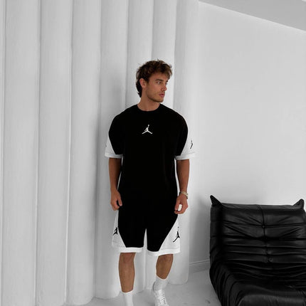 Black & White Jordan-Inspired Two Piece Set – Men’s Casual Sportswear Outfit