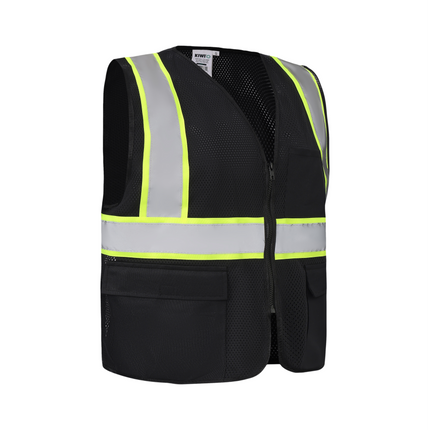 Kiwi High Visibility ANSI/ISEA 107-2020 Reflector Contrast Trimmed Black Safety Vest [70200]
