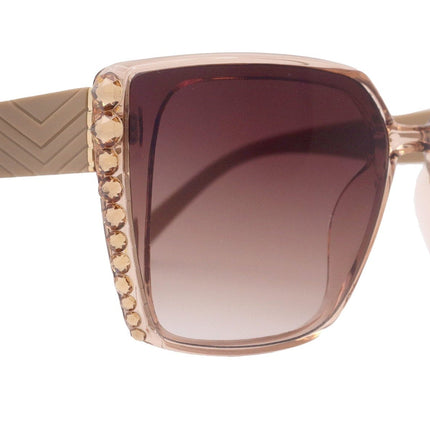 Aurora Bling Women Sunglasses Brown Genuine European Crystals, 100% UV Protection. NY Fifth Avenue