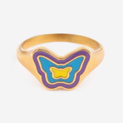 Blue Enamel Butterfly Ring