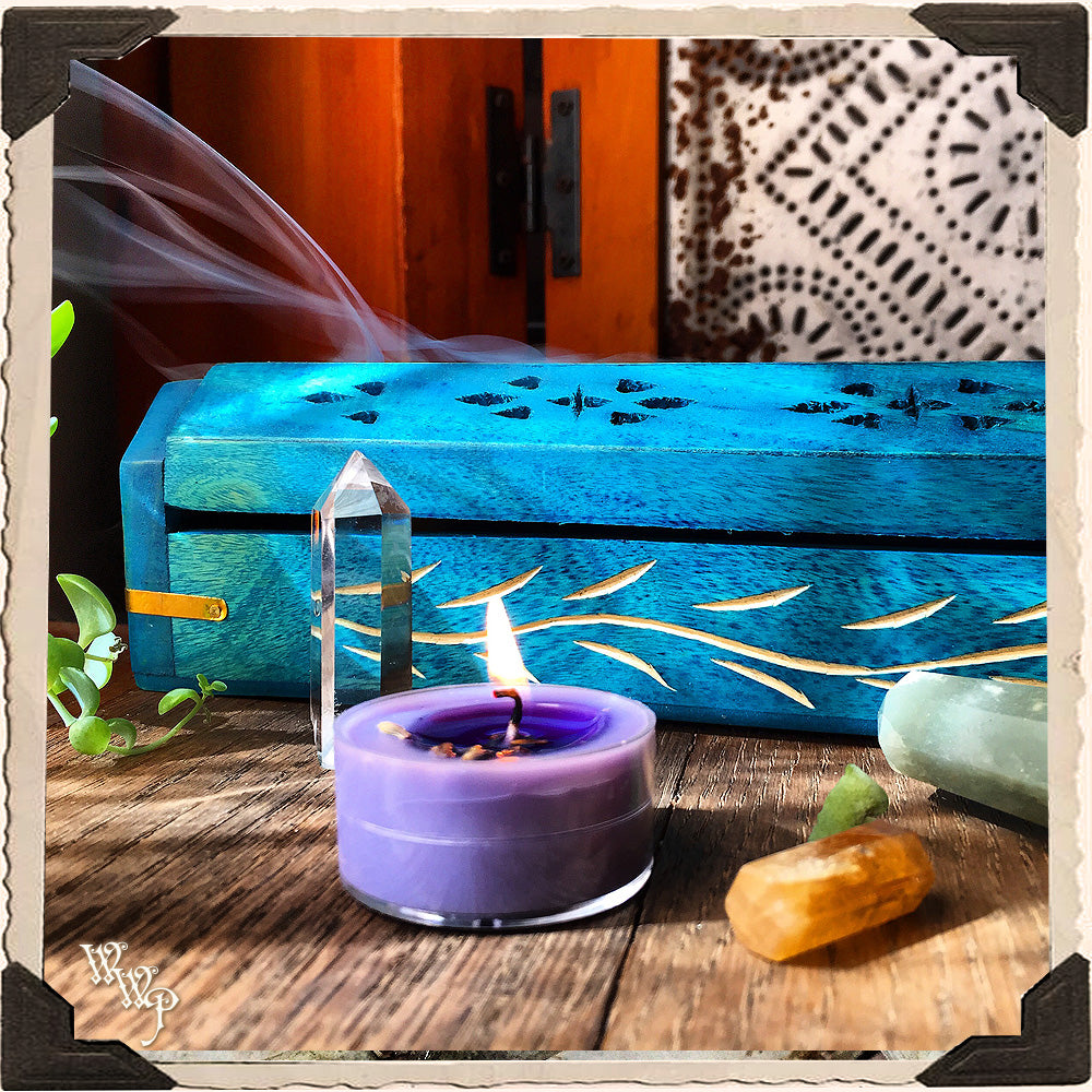 GYPSY TEAL WOODEN INCENSE BURNER. Box For Incense Sticks & Cones.