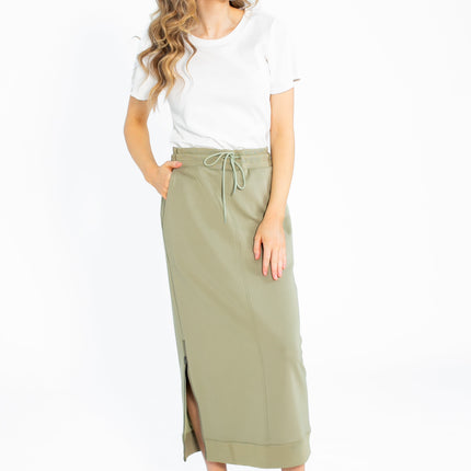 Bradi Side Zipper Athletic Midi Skirt