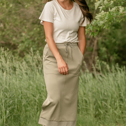 Bradi Side Zipper Athletic Midi Skirt