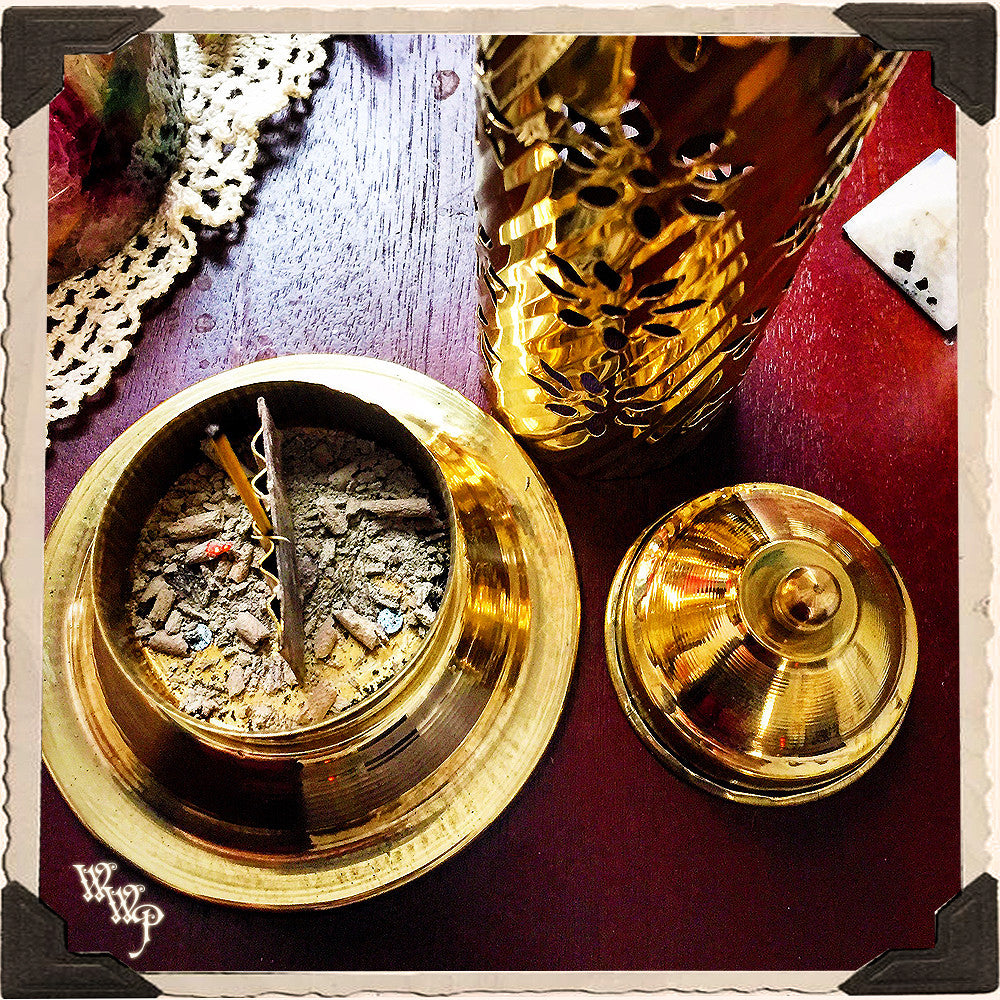 BRASS INCENSE BURNER TOWER. Upright Victorian Style Aluminum Incense Stick Holder.