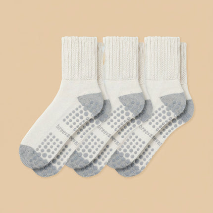3-Pack Men's Work From Home Crew Socks with Relaxed Cuff and Non-Slip Grip