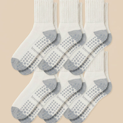 6-Pack Men's Work From Home Crew Socks with Relaxed Cuff and Non-Slip Grip