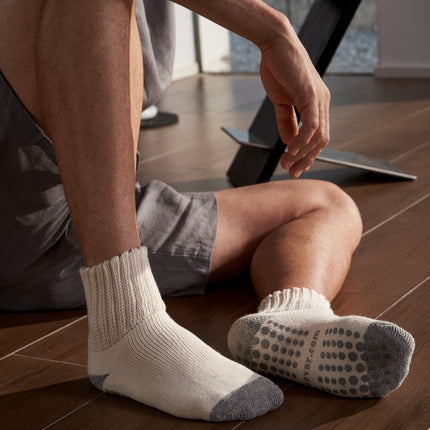 12-Pack Men's Work From Home Crew Socks with Relaxed Cuff and Non-Slip Grip