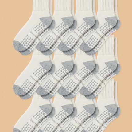 12-Pack Women's Work From Home Socks with Relaxed Cuff and Non-Slip Grip