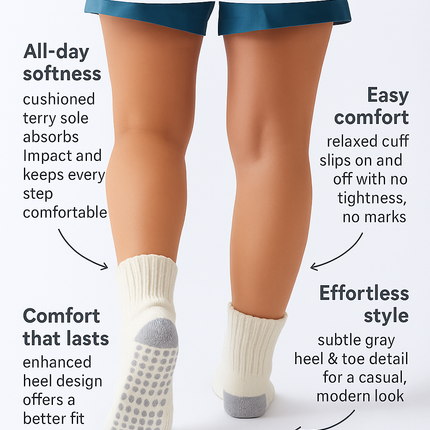 12-Pack Men's Work From Home Crew Socks with Relaxed Cuff and Non-Slip Grip