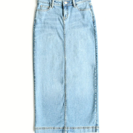 Bria Light Wash Denim Maxi Skirt