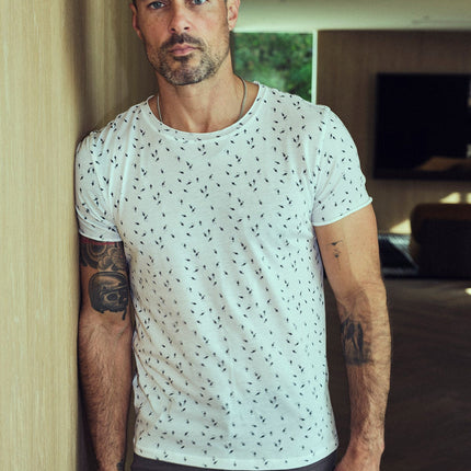 Men's Brolin Raw Neck Crew Shark Print Tee