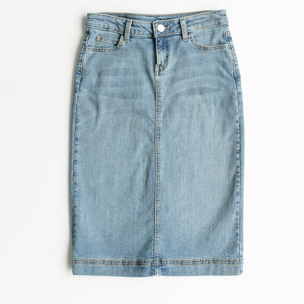 Bryn Light Wash Denim Midi Skirt