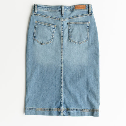 Bryn Light Wash Denim Midi Skirt