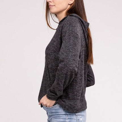 Hooded Brushed Melange Hacci Sweater