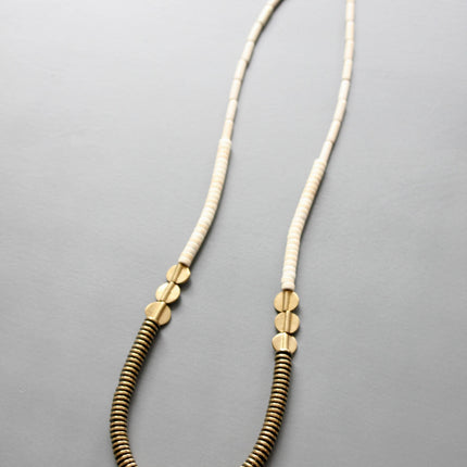 Gold/white beaded necklace