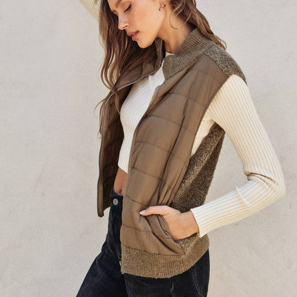 Sherpa and Puff Contrast Vest