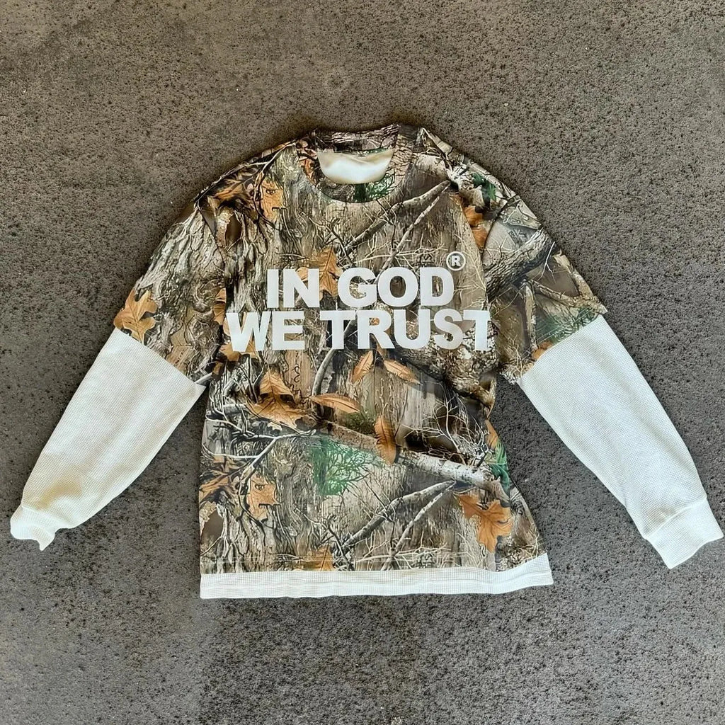 "In God We Trust" Camo Long Sleeve Shirt
