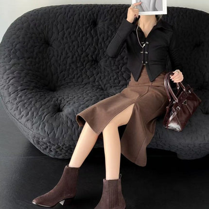 Women’s Retro Square-Toe Mid-Heel Chunky Leather Boots