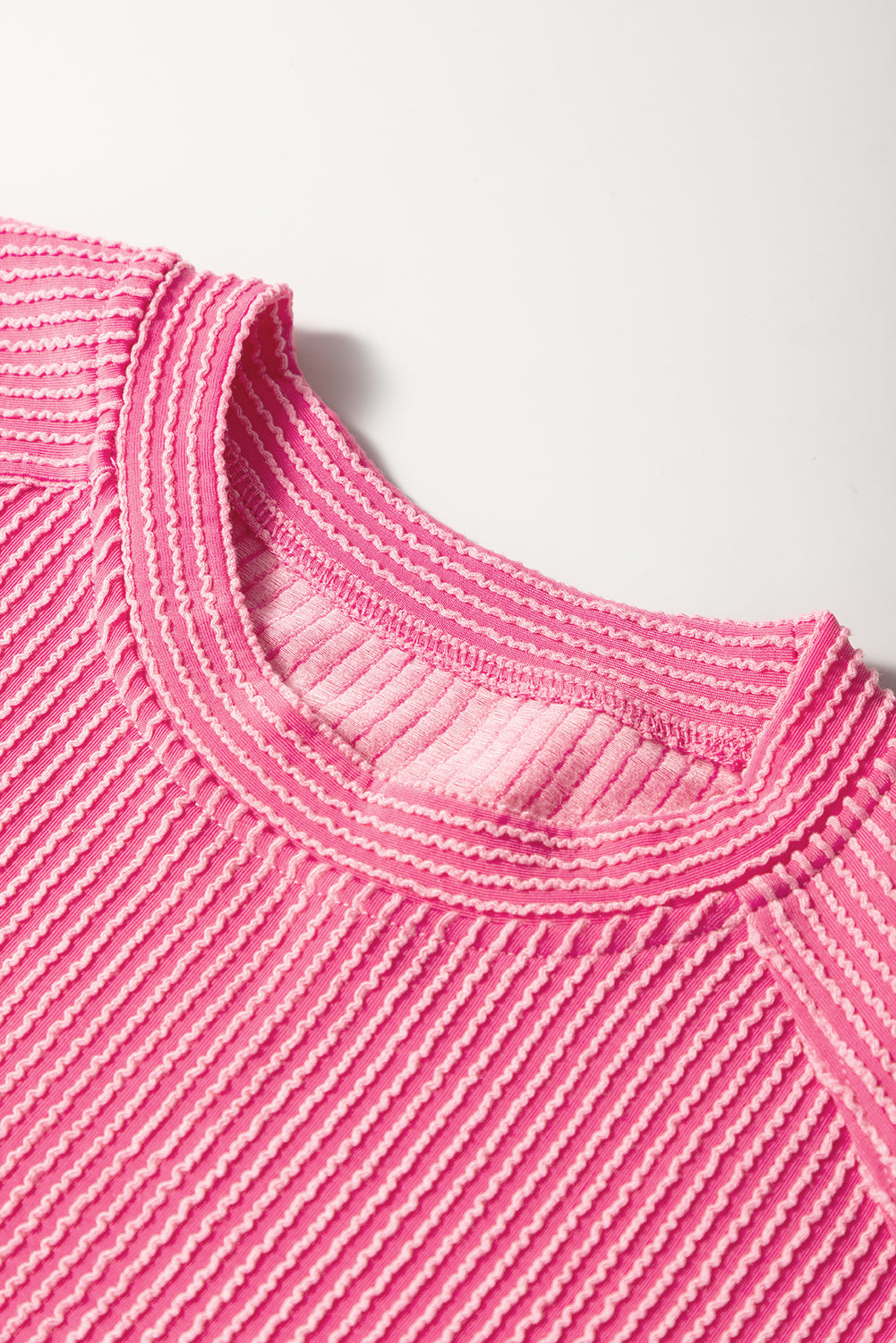 Luxury Solid Corded Short Sleeve T Shirt And Wide Leg Pants Set