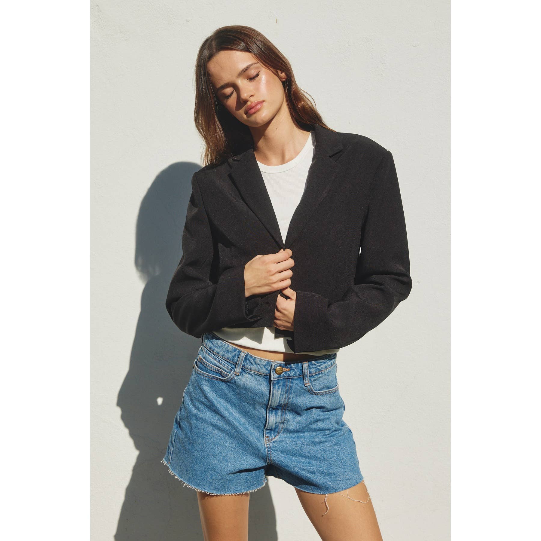 Black Cropped Classic Blazer