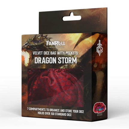Dragon Storm Velvet Compartment Red Dragon Scales Dice Bag with Pockets