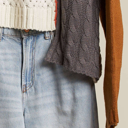 Multi Fabric Color Block Sweater