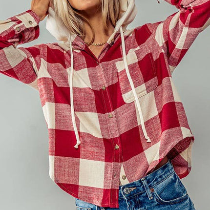Black & White Hooded Flannel