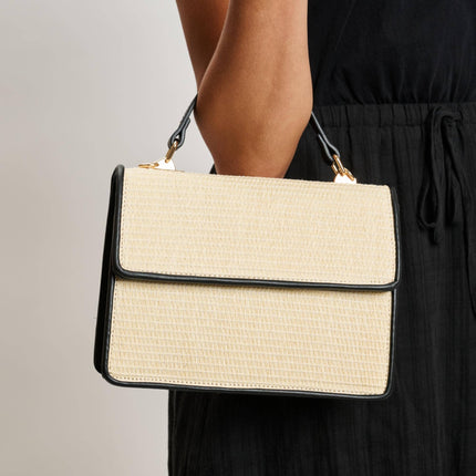 Beige Black Crossbody Handbag