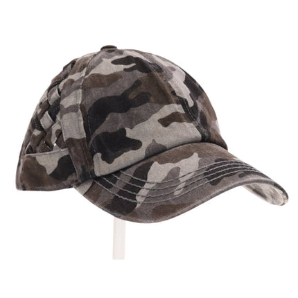 Grey Camo High Ponytail Baseball Cap