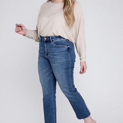 Plus Size High Rise Slim Straight Jeans