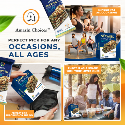 BIG DEAL! Buy 1 Case Seaweed Crunch with Nuts (24 Boxes, 16 Bars Each) – Original Price $479.76 → Now $384 (20% OFF) + FREE Viet Snack Gift Set ($95 Value: Dried Guava, Chili Mango, Wasabi Seaweed, Pink Salt Coffee, Chocolate Dip Mango)