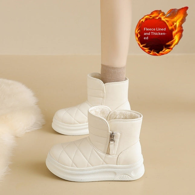 Women’s Casual Warm Fleece-Lined Snow Boots – Winter Anti-Slip Ankle Boots