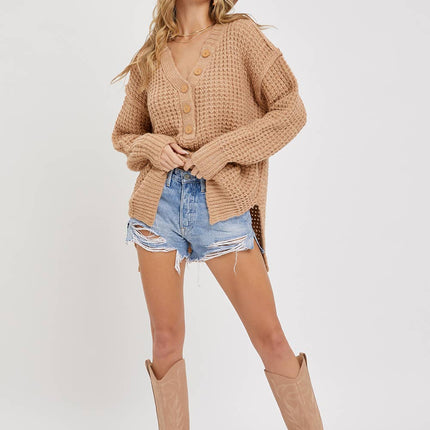 Ivory Waffle Knit Sweater