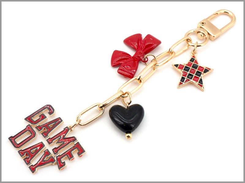Red & Black Gameday Bag Charm