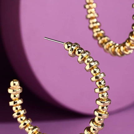 Round Disc Bead Hoop Earrings