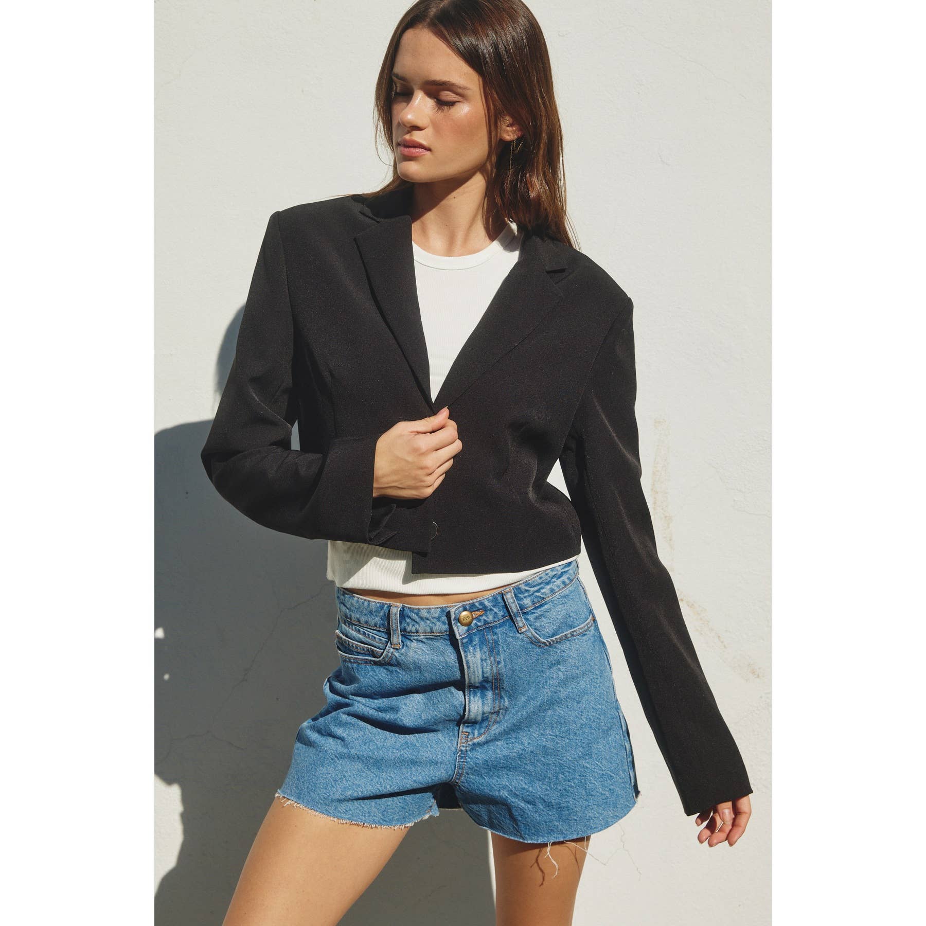 Black Cropped Classic Blazer