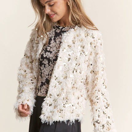 Fuzzy Sequins Jacket