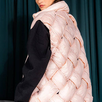Camel Button-Up Puffer Vest