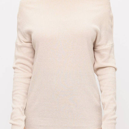 Oatmeal Color Off The Shoulder Sweater