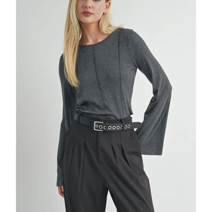 Seamed Bell Sleeve Knit Top
