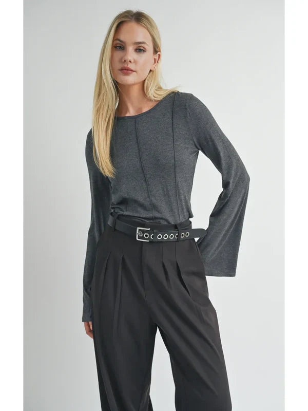 Seamed Bell Sleeve Knit Top