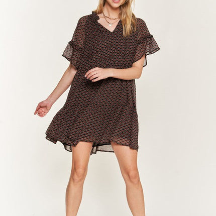 Floral print v-neck mini dress