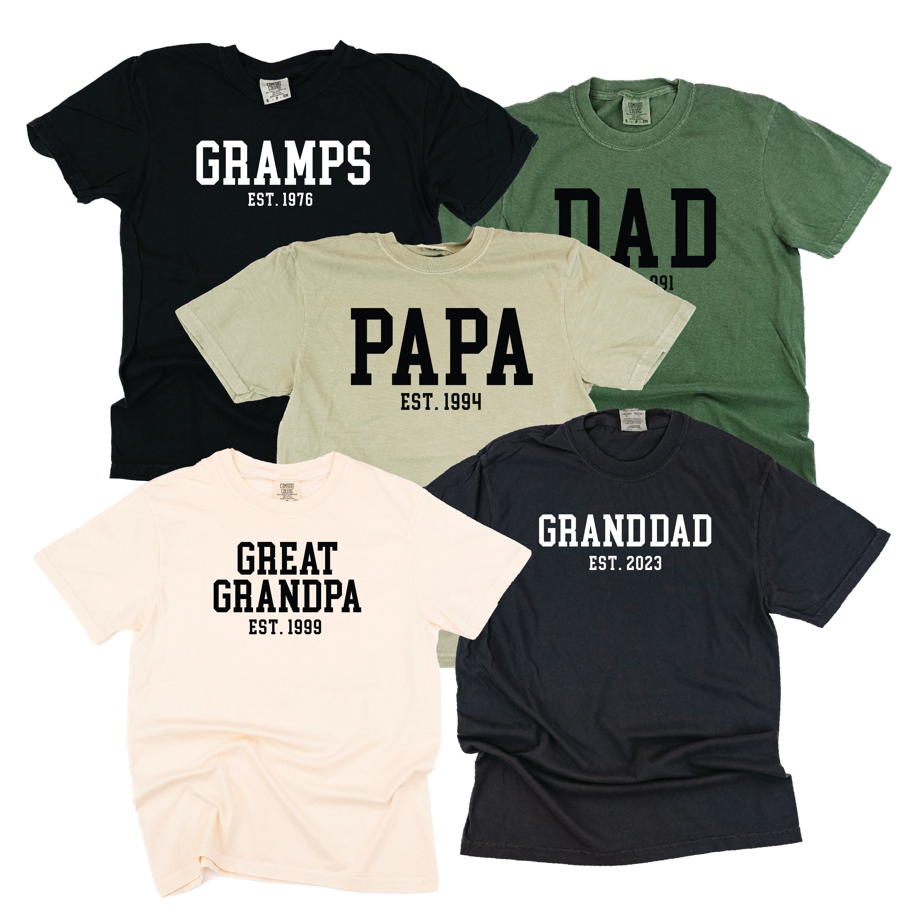 "(Choose Your Grandpa Name) - Est. (Select Your Year)" - Comfort Colors Tee