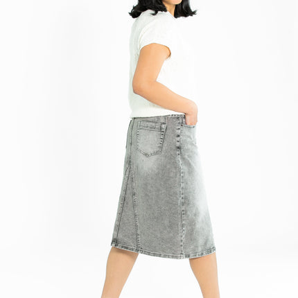 Claire A-line Denim Midi Skirt