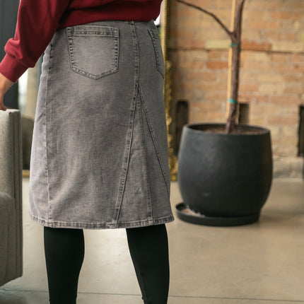 Claire A-line Denim Midi Skirt
