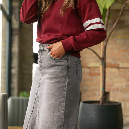 Claire A-line Denim Midi Skirt