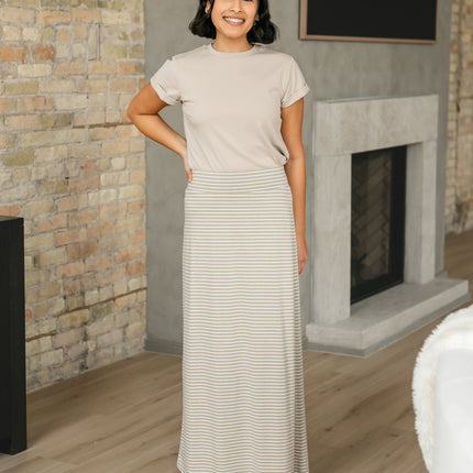 Clarise Striped Premium Knit Maxi Skirt