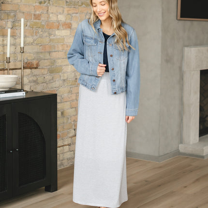 Clarise Striped Premium Knit Maxi Skirt